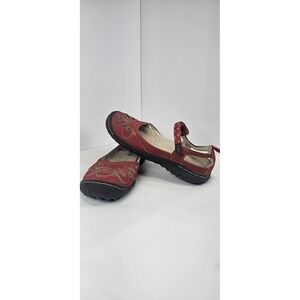 JBU Wildflower Encore Womens 7.5M Red Mary Jane Comfort Shoes Cutout